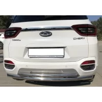 Защита заднего бампера двойная 60-42 мм для Chery Tiggo 4 2018-2024