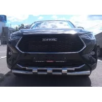 Защита передняя двойная для авто без камеры 60-42 мм для Haval F7x 2019-2024