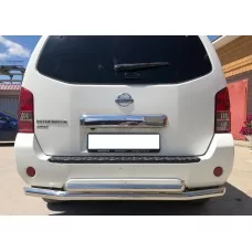 Защита заднего бампера двойная 60-53 мм для Nissan Pathfinder 2004-2009