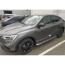 Пороги с площадкой алюминиевый лист 53 мм для Renault Arkana 2019-2024