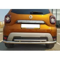 Защита заднего бампера двойная 60-42 мм для Renault Duster 2021-2024