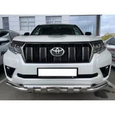 Защита передняя двойная с перемычками 76-60 мм для Toyota Land Cruiser Prado 150 2017-2020