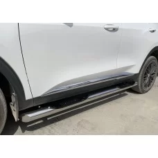 Пороги труба с проступью 76 мм для Haval F7x 2019-2024