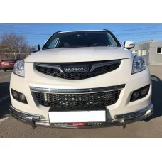 Защита передняя двойная (верх+2 коротких) с перемычками 60-42 мм для Haval H5 2020-2021