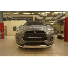 Защита передняя двойная с декором 60-42 мм для Mitsubishi ASX 2013-2016
