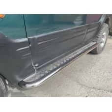 Пороги с площадкой алюминиевый лист 53 мм для Mitsubishi Pajero 1991-2006